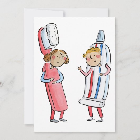 Zahnbürste und Zahnpasta Einladung (Vorderseite)