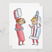 Zahnbürste und Zahnpasta Einladung (Vorne/Hinten)