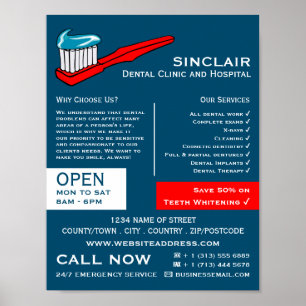 Zahnbürste und Zahnpasta, Zahnmedizin, Zahnarztwer Poster