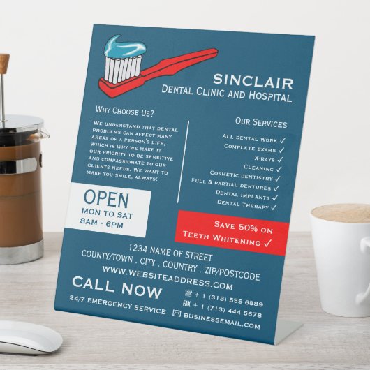 Zahnbürste und Zahnpasta, Zahnmedizin, Zahnarztwer Sockelschild (In Situ)