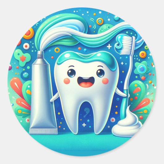 Zahnbürste, Zahnarzt Runder Aufkleber (Vorderseite)