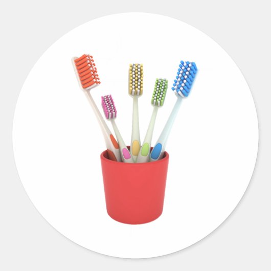 Zahnbürsten Runder Aufkleber (Vorderseite)