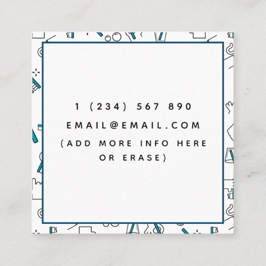 Zahnbürstenzahnarzt Quadratische Visitenkarte (Rückseite)