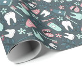 Zahnbürstenzahnpasta und Mund für den Zahnarzt Geschenkpapier (Rolleneckpunkt)