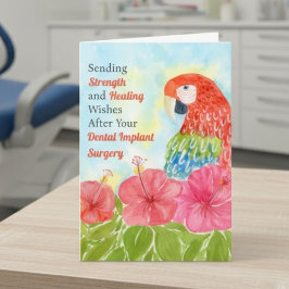 Zahnchirurgie Heilung Scharlachrote Aras, Hibiskus Karte