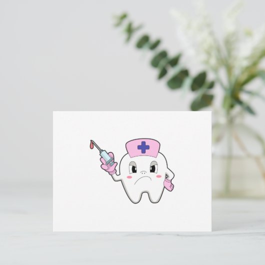 Zähne als Krankenschwester mit Spritze.PNG Postkarte (Stehend Vorderseite)