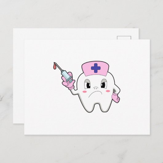 Zähne als Krankenschwester mit Spritze.PNG Postkarte (Vorne/Hinten)