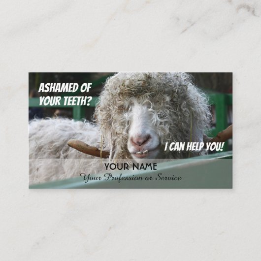 Zähne, die Zahnärzte gegen Scham-Geschäft halten Visitenkarte (Vorderseite)
