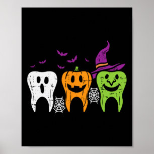 Zähne Geist Kürbis Hexe Süße Zahn Halloween De Poster