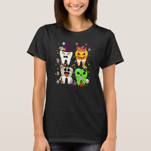 Zähne Geist Kürbis Hexe Süße Zahnmedizin Halloween T-Shirt