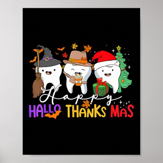 Zähne Halloween Erntedank Weihnachtskids Men De Poster (Vorne)
