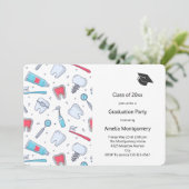 Zähne und Tools Zahnmuster-Abschluss Einladung (Stehend Vorderseite)