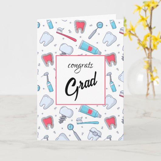 Zähne und Tools Zahnmuster-Abschluss Karte (Gelbe Blume)