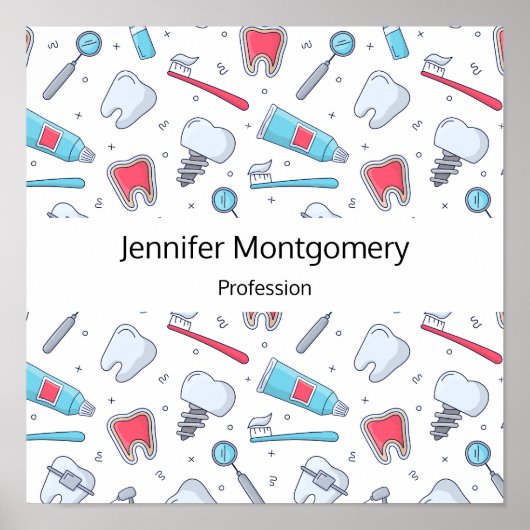 Zähne und Werkzeuge - Dental Pattern Business Poster (Vorne)