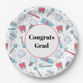 Zähne und Werkzeuge Zahnmuster Glückwunsch Grad Pappteller (Vorderseite)