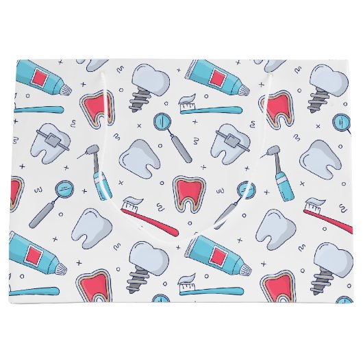 Zähne und Werkzeuge Zahnmuster Große Geschenktüte (Vorderseite)