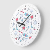 Zähne und Werkzeuge Zahnmuster Große Wanduhr (Winkel)
