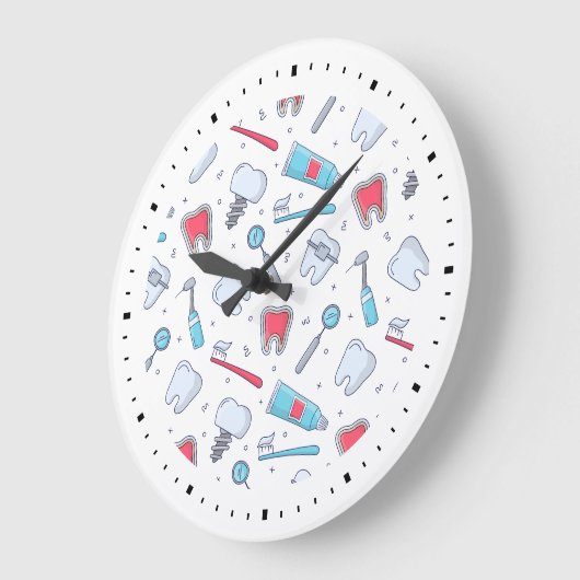 Zähne und Werkzeuge Zahnmuster Große Wanduhr (Winkel)