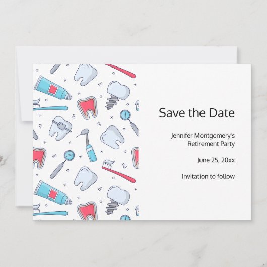 Zähne und Werkzeuge Zahnmuster Save The Date (Vorderseite)