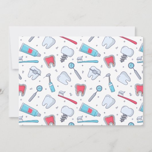 Zähne und Werkzeuge Zahnmuster Save The Date (Rückseite)