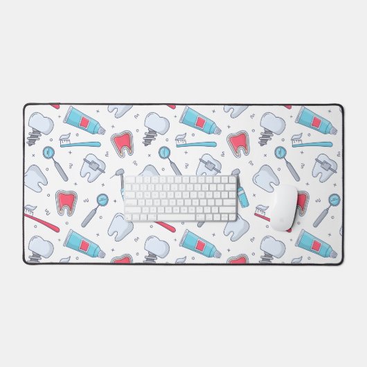 Zähne und Werkzeuge Zahnmuster Schreibtischunterlage (Tastatur & Maus)