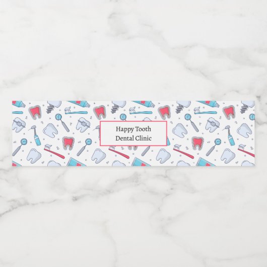 Zähne und Werkzeuge Zahnmuster Wasserflaschenetikett (Einzelnes Label)