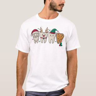 Zähne Weihnachten Zahnarzt Santa Rentiere Hygienik T-Shirt