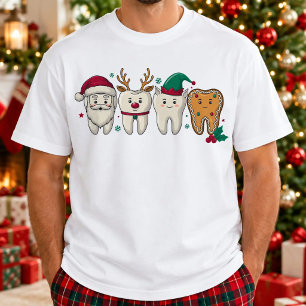Zähne Weihnachten Zahnarzt Santa Rentiere Hygienik T-Shirt