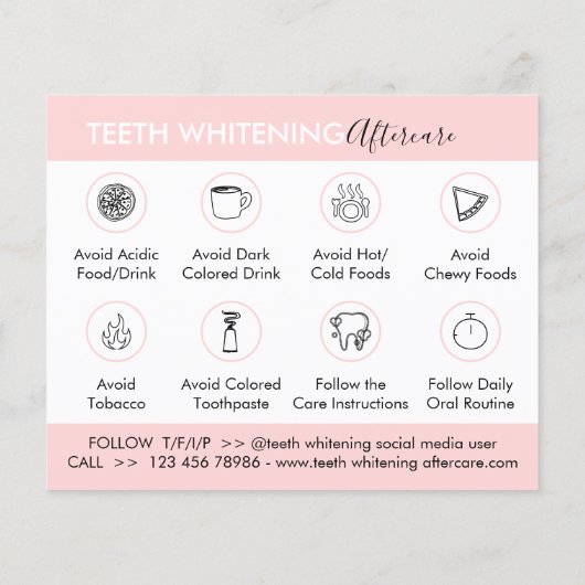 Zähne Whitening Aftercare Instruction Tipps (Rückseite)