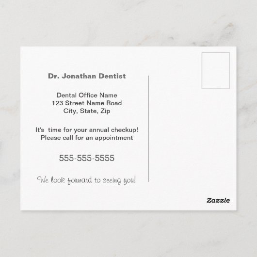 Zahnersatz Erinnerung Postkarte (Rückseite)