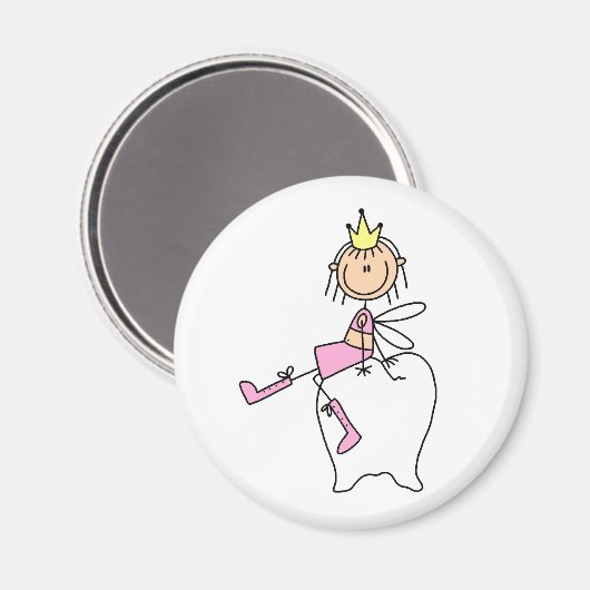 Zahnfairy sitzt auf einem Zeltmagazin Magnet (Vorderseite/Rückseite)