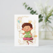 Zahnfee | Junge, Prinzessin und Gold Postkarte (Stehend Vorderseite)