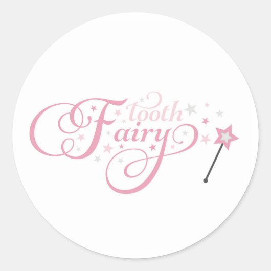 Zahnfee pink runder aufkleber (Vorderseite)