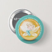 Zahnfee-Prinzessin mit Goldschimmer aquamarin Button (Vorne & Hinten)