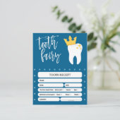 Zahnfee-Quittung Lost Tooth Boys Blue Einladungspostkarte (Stehend Vorderseite)