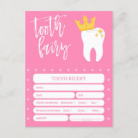 Zahnfee-Quittung Lost Tooth Girls Pink