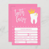Zahnfee-Quittung Lost Tooth Girls Pink Einladungspostkarte (Vorne/Hinten)
