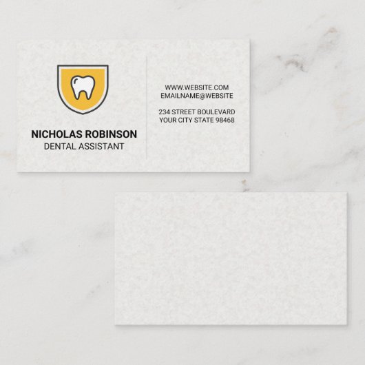 Zahngelbes Schildsymbol Visitenkarte (Vorne/Hinten)