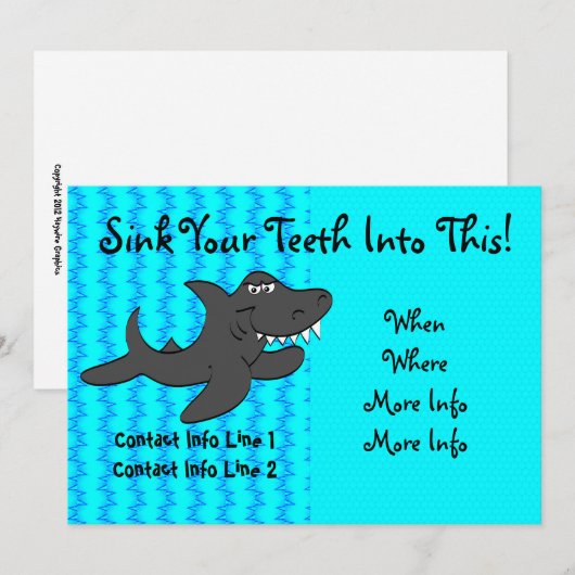 Zahnhai Einladung (Vorne/Hinten)