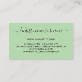 Zahnheilkunde moderne grüne Zahnarztpraxis Visitenkarte (Rückseite)