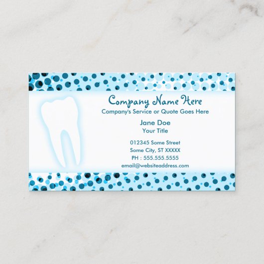 Zahnheilkunde Visitenkarte (Rückseite)