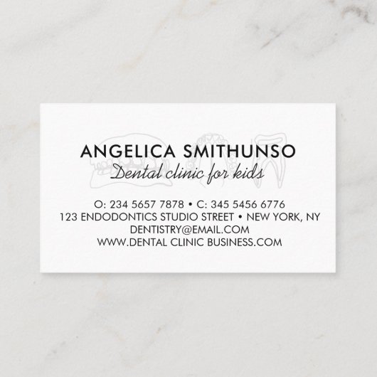 Zahnheilkunde Visitenkarte (Rückseite)