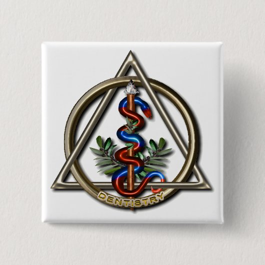 ZahnheilkundeCaduceus Button (Vorderseite)