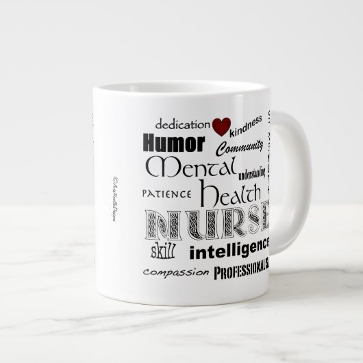 Zahnheilmittel und rotes Herz Jumbo-Tasse (Vorderseite Rechts)