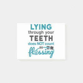 Zahnhygiene, die durch Zähne fließt, Post-it Klebezettel