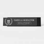 Zahnhygiene - in Schwarz und Silber Schreibtischnamensplakette (Vorderseite )