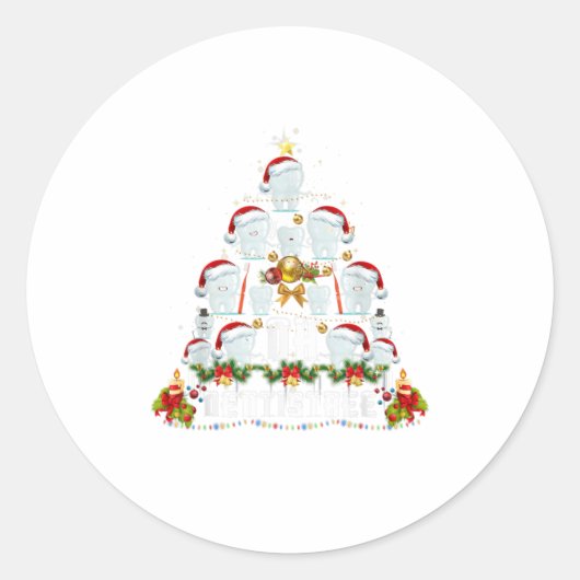 Zahnhygiene Oh Dentistree Tooth Xmas Runder Aufkleber (Vorderseite)