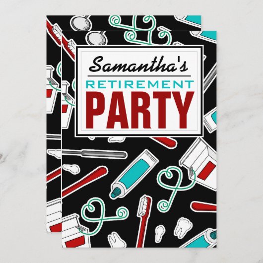 Zahnhygiene / Zahnärztliches Party Einladung (Vorne/Hinten)