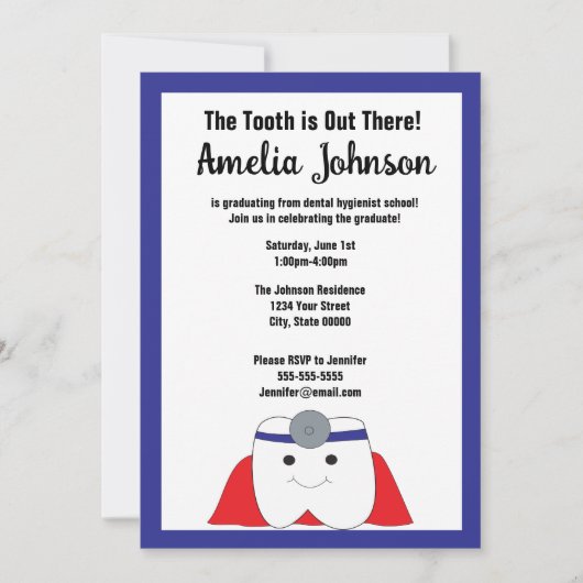 Zahnhygienischer Abschluss-Zahnradbau personalisie Einladung (Vorderseite)