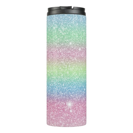 Zahnhygienischer Sparkle Rainbow-Glitzer Thermosbecher (Rückseite)